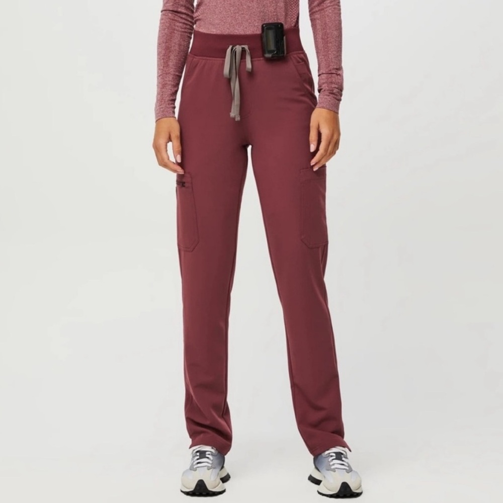 Figs Women's yola high waisteddark cherry straight leg scrubs